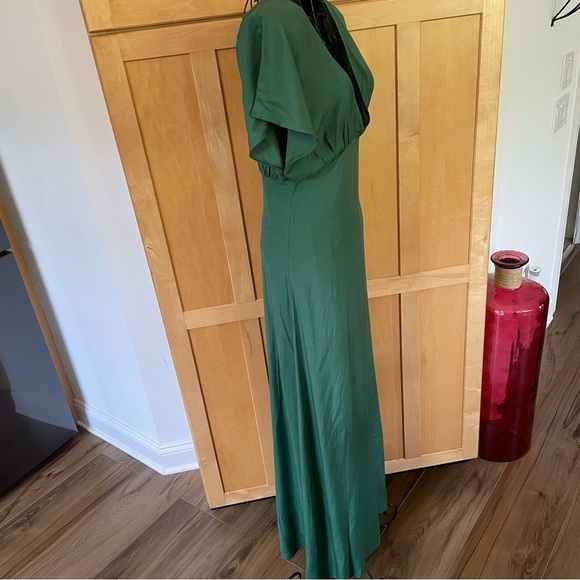 ModCloth Hunter green deep V neck short sleeve maxi Dress size XS - Picture 6 of 14